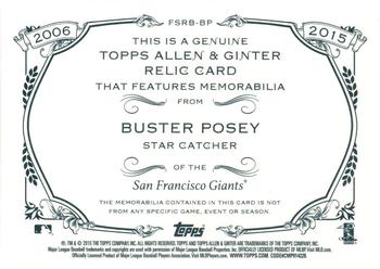 2015 Topps Allen & Ginter - Full Size Relic #FSRB-BP Buster Posey Back