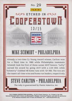 2015 Panini Cooperstown - Etched in Cooperstown Dual Silver Gem Ruby #29 Mike Schmidt / Steve Carlton Back
