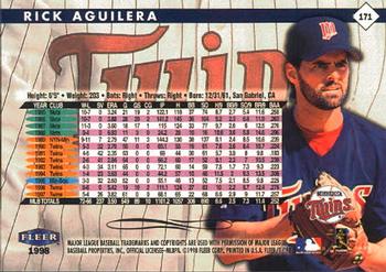 1998 Fleer Tradition #171 Rick Aguilera Back