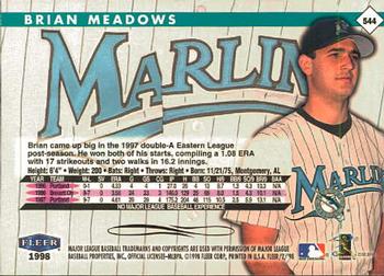 1998 Fleer Tradition #544 Brian Meadows Back