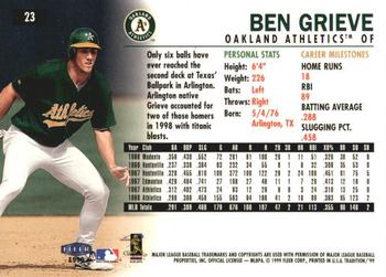 1999 Fleer Tradition - Millennium #23 Ben Grieve  Back