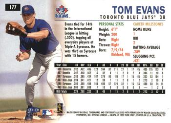 1999 Fleer Tradition - Millennium #177 Tom Evans  Back