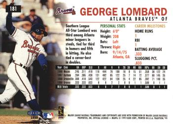 1999 Fleer Tradition - Millennium #181 George Lombard  Back