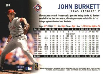 1999 Fleer Tradition - Millennium #369 John Burkett  Back