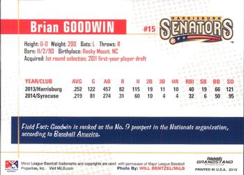 2015 Grandstand Harrisburg Senators #NNO Brian Goodwin Back
