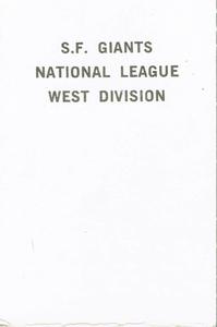 1969 Milton Bradley - Team Cards #NNO San Francisco Giants Front