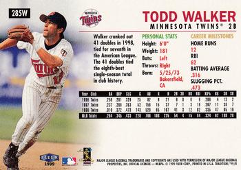1999 Fleer Tradition - Warning Track Collection #285W Todd Walker Back