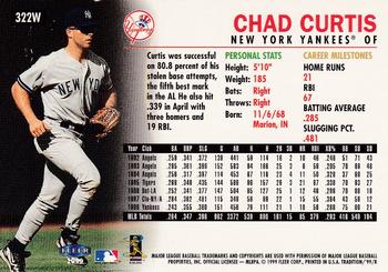 1999 Fleer Tradition - Warning Track Collection #322W Chad Curtis Back