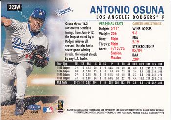 1999 Fleer Tradition - Warning Track Collection #323W Antonio Osuna Back