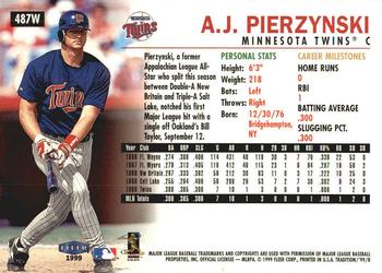 1999 Fleer Tradition - Warning Track Collection #487W A.J. Pierzynski Back