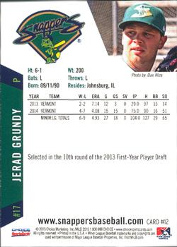 2015 Choice Beloit Snappers #12 Jerad Grundy Back