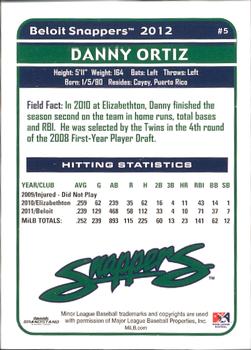 2012 Grandstand Beloit Snappers #NNO Danny Ortiz Back
