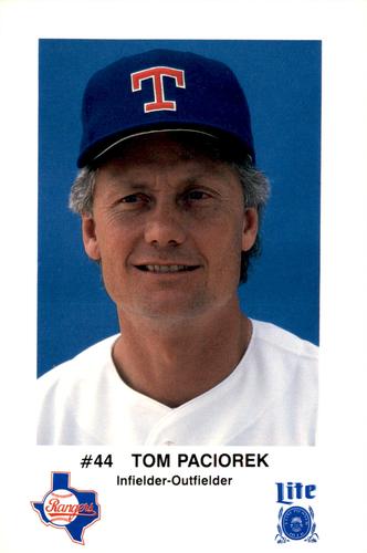 1986 Miller Lite Texas Rangers #NNO Tom Paciorek Front