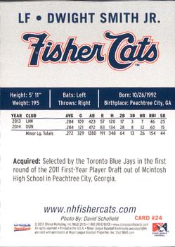 2015 Choice New Hampshire Fisher Cats #24 Dwight Smith Jr. Back
