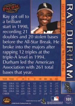 1999 Pacific - Platinum Blue #101 Ray Durham  Back