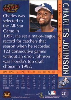 1999 Pacific - Platinum Blue #221 Charles Johnson  Back