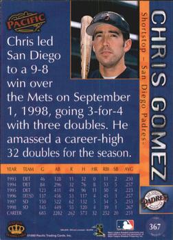 1999 Pacific - Red #367 Chris Gomez  Back