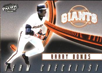 1999 Pacific - Team Checklists #30 Barry Bonds  Front