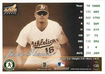 1999 Pacific Aurora - Red #135 Jason Giambi  Back