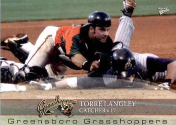2008 MultiAd Greensboro Grasshoppers #18 Torre Langley Front