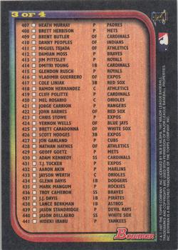 1997 Bowman - Checklists #3 Series 2 Checklist: 370-441 Back
