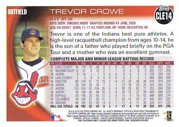 2010 Topps Cleveland Indians #CLE14 Trevor Crowe Back