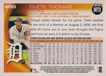 2010 Topps Detroit Tigers #DET3 Clete Thomas Back