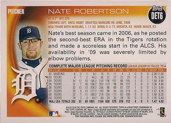 2010 Topps Detroit Tigers #DET6 Nate Robertson Back