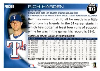 2010 Topps Texas Rangers #TEX9 Rich Harden Back