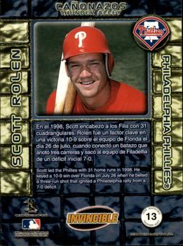 1999 Pacific Invincible - Thunder Alley #13 Scott Rolen  Back