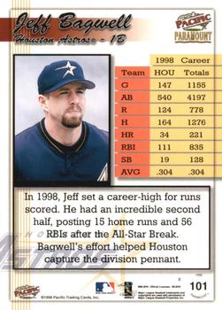 1999 Pacific Paramount - Holo-Silver #101 Jeff Bagwell  Back