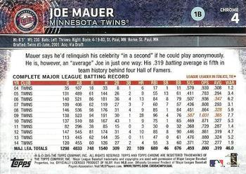 2015 Topps Chrome - Refractor #4 Joe Mauer Back