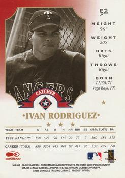 1998 Leaf - Fractal Matrix #52 Ivan Rodriguez Back