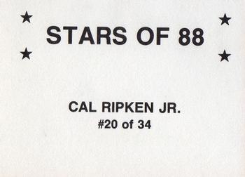 1988 Stars of '88 (unlicensed) #20 Cal Ripken Jr. Back