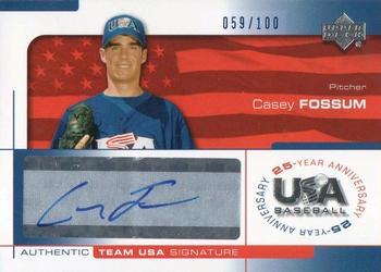 2004 Upper Deck USA 25th Anniversary - Signatures Blue Ink #FOSS Casey Fossum Front