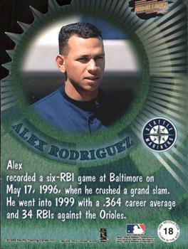 1999 Pacific Revolution - Thorn in the Side #18 Alex Rodriguez  Back