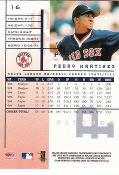 1998 Leaf Rookies & Stars #16 Pedro Martinez Back