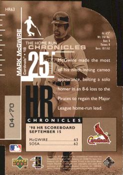 1999 SP Authentic - Home Run Chronicles Die Cuts #HR63 Mark McGwire  Back