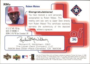 1999 SP Signature Edition - Autographs Gold #RMA Ruben Mateo  Back