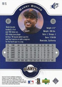 1999 SPx - Dominance #FB15 Barry Bonds  Back