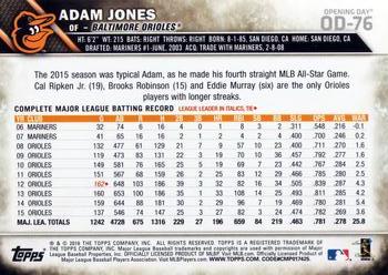 2016 Topps Opening Day #OD-76 Adam Jones Back