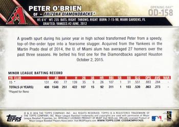 2016 Topps Opening Day #OD-158 Peter O'Brien Back