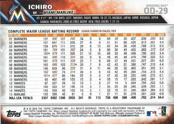 2016 Topps Opening Day #OD-29 Ichiro Back