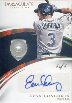 2015 Panini Immaculate Collection - Immaculate Auto Materials Button #16 Evan Longoria Front