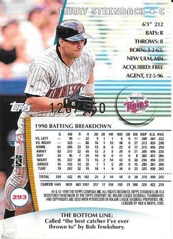 1999 Stadium Club - One of a Kind #293 Terry Steinbach  Back