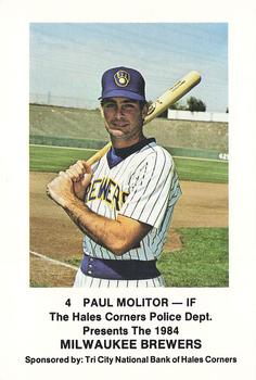 1984 Milwaukee Brewers Police - Hales Corners Police Department and Tri City National Bank Of Hales Corners #NNO Paul Molitor Front