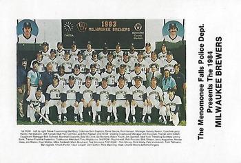 1984 Milwaukee Brewers Police - Menomonee Falls Police Dept. #NNO Team Photo/(Checklist back) Front