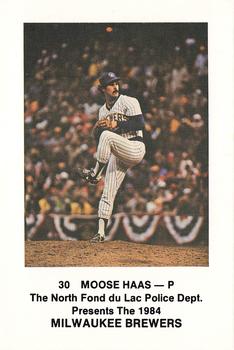 1984 Milwaukee Brewers Police - North Fond Du Lac Police Department #NNO Moose Haas Front