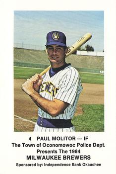 1984 Milwaukee Brewers Police - Town of Oconomowoc Police Department & Independence Bank Okauchee #NNO Paul Molitor Front