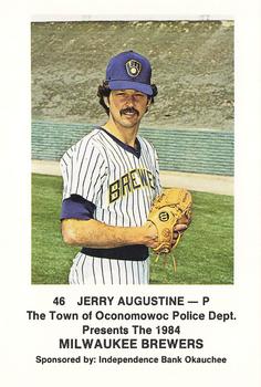 1984 Milwaukee Brewers Police - Town of Oconomowoc Police Department & Independence Bank Okauchee #NNO Jerry Augustine Front
